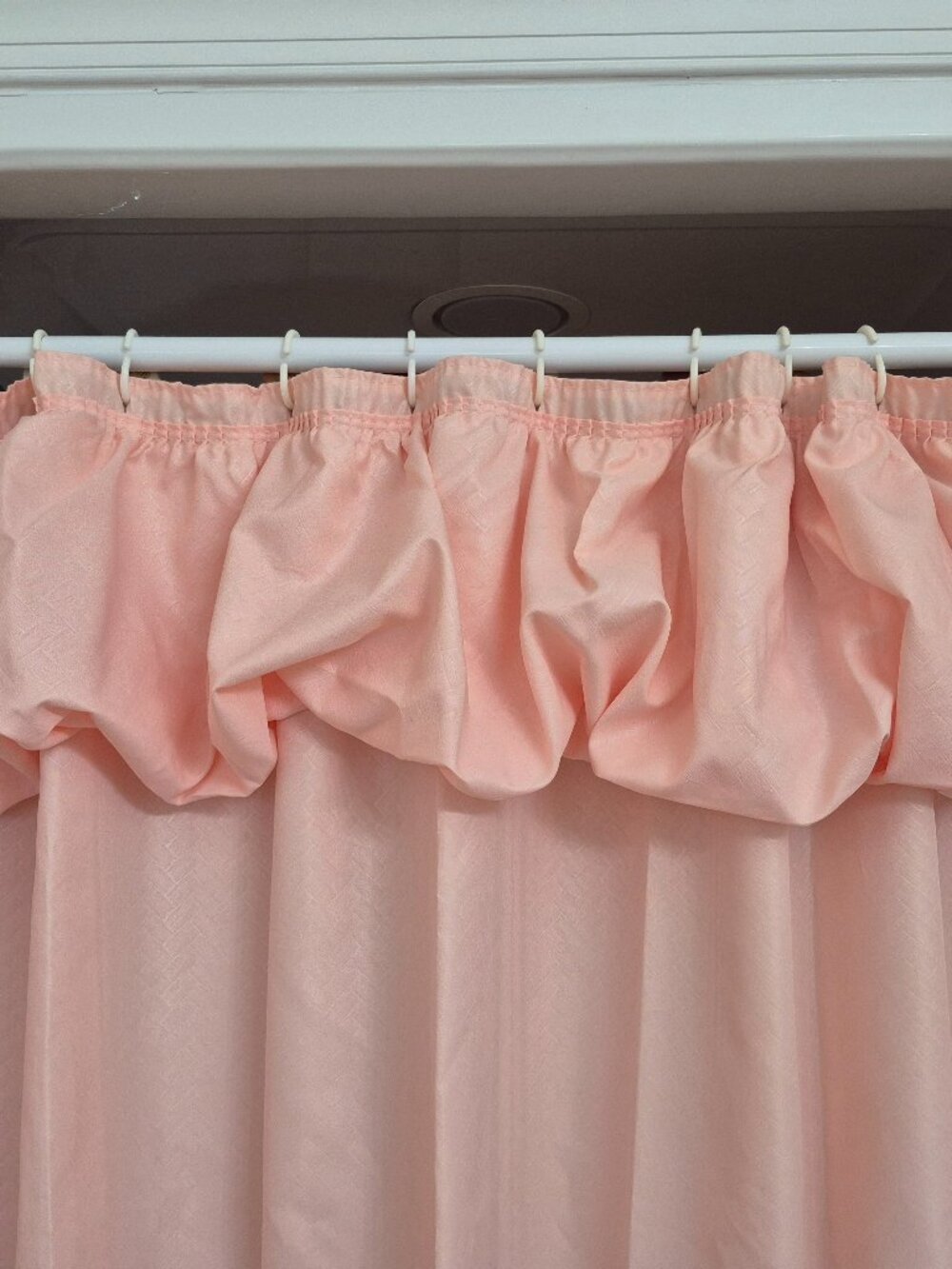 Peach Fabric Shower Curtain Blouson Ruffled Topper